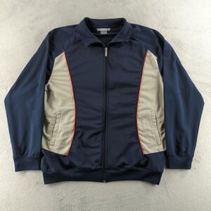Vintage Nike Track Jacket Mens XXL 2XL Blue Tan Y2K Full Zip Swoosh Sportswear